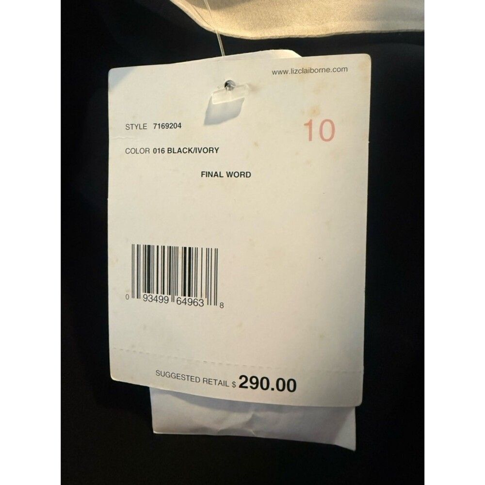 NWT Liz Claiborne Pantsuit Size 10 Black & White 2-Piece Set Blazer & Pants - Picture 8 of 16